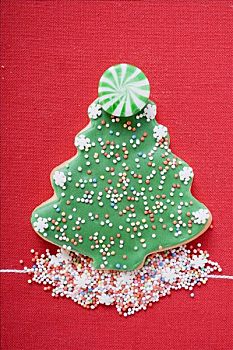 圣诞树,饼干,色彩,洒料,薄荷味,甜