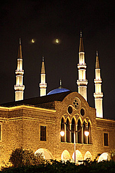 黎巴嫩贝鲁特清真寺夜景