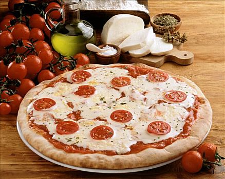 比萨饼,白干酪,西红柿,意大利