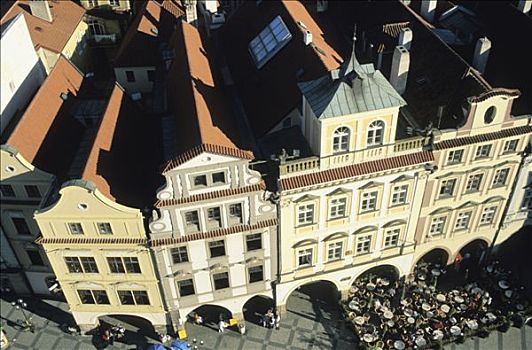 捷克共和国,布拉格,老城广场,建筑,市政厅,露天咖啡馆