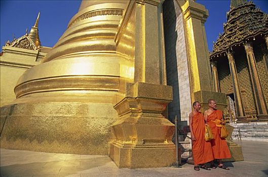 泰国,曼谷,寺院,大皇宫,僧侣
