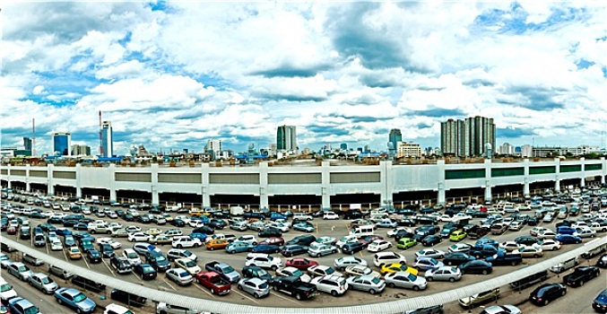 停车场,曼谷,天际线