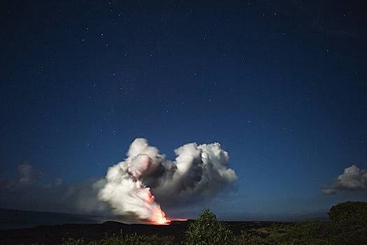 火山灰,蒸汽,云,火山,流动