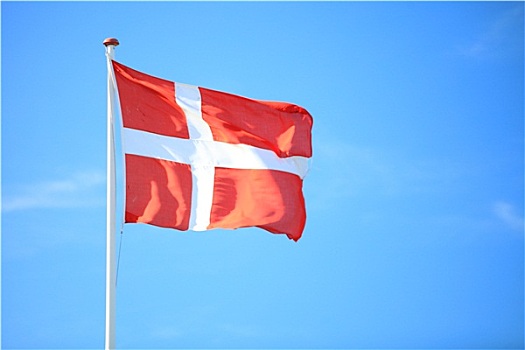 丹麦人,旗帜,蓝天,背景