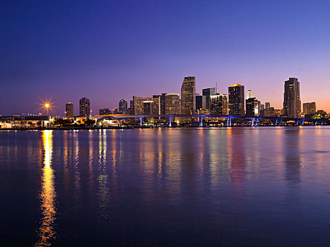 市区,迈阿密,黄昏