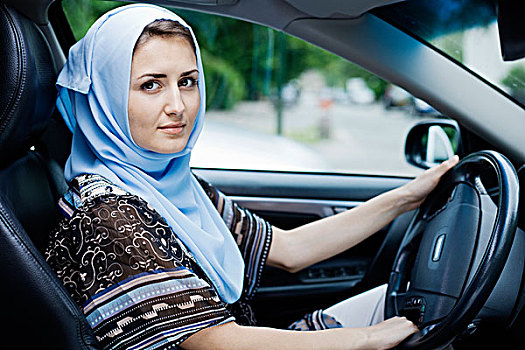 女人,围巾,驾驶