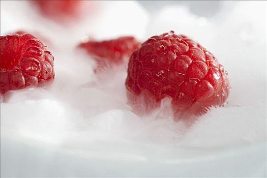 树莓,干冰,特写