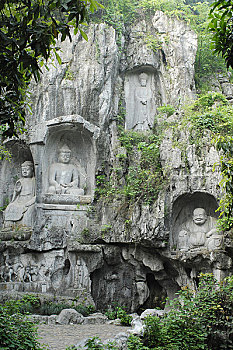 杭州-灵隐寺灵鹫峰佛造像