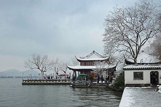 杭州西湖冬天雪景图