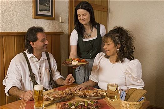 传统,奥地利人,餐食,木板
