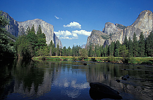 风景,优胜美地,山谷,山,左边,优胜美地国家公园,加利福尼亚,北美,美国