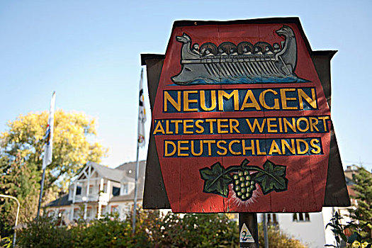 标识,葡萄酒,城镇,摩泽尔,莱茵兰普法尔茨州,德国,欧洲