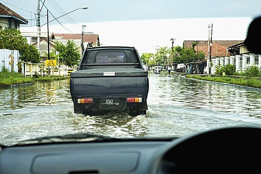 洪水,街道,中爪哇,爪哇,印度尼西亚