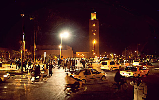 玛拉喀什,老城,街道,交通,摩洛哥