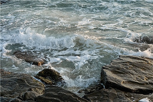 海浪,石头