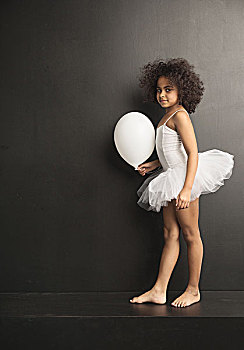 概念,图片,小,跳芭蕾,白色,气球