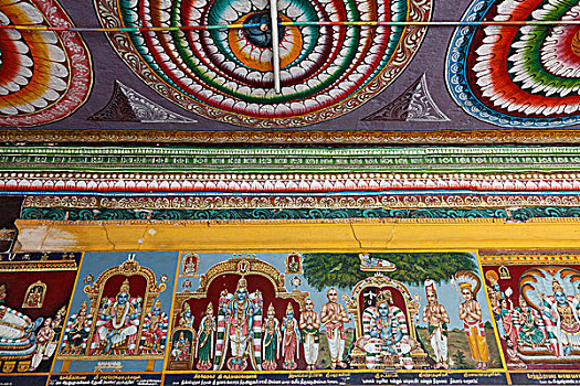 壁画,艺术,庙宇,泰米尔纳德邦,印度南部,印度,亚洲