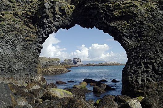 玄武岩,拱形,海岸,半岛,冰岛