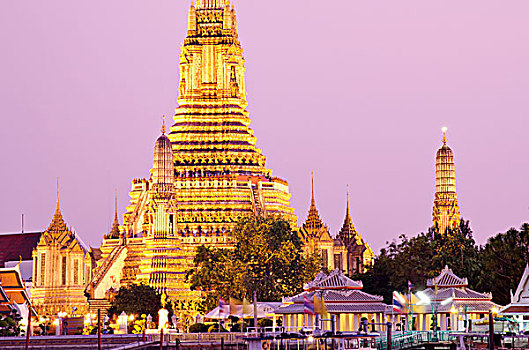 曼谷,泰国,郑王庙,庙宇,夜晚