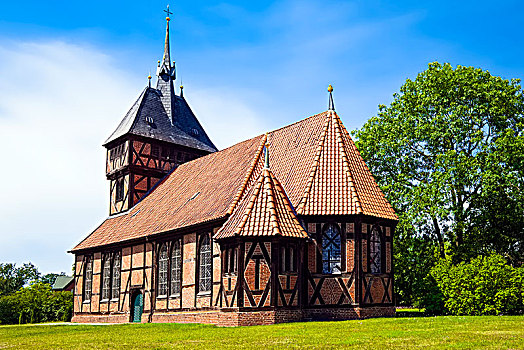 木结构,教堂,下萨克森,德国,欧洲