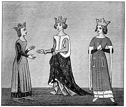 女性,连衣裙,14世纪,艺术家,未知