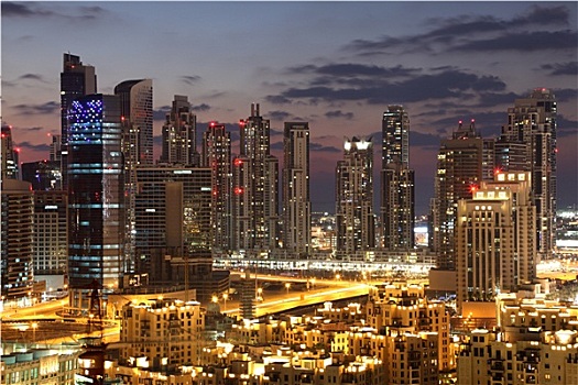 迪拜,市区,夜晚,阿联酋