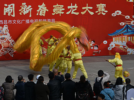 西昌市春节舞龙比赛