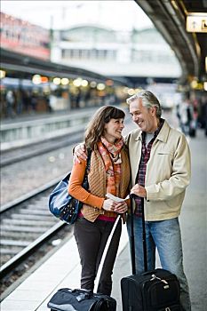 一个,男人,女人,站台,火车站,瑞典