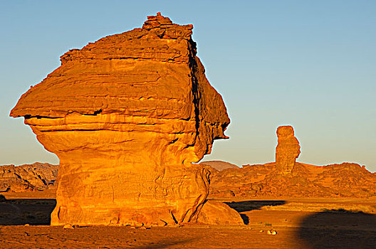 晨光,怪诞,岩石构造,利比亚,北非