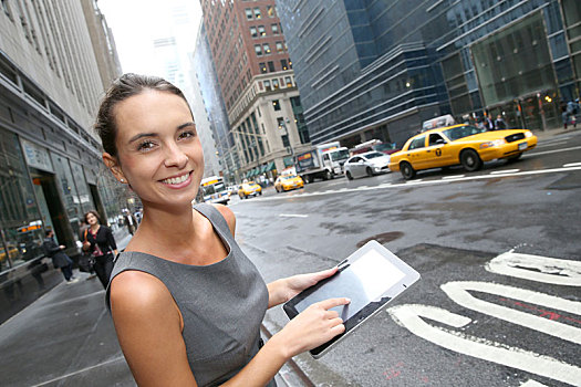 职业女性,等待,出租车,纽约