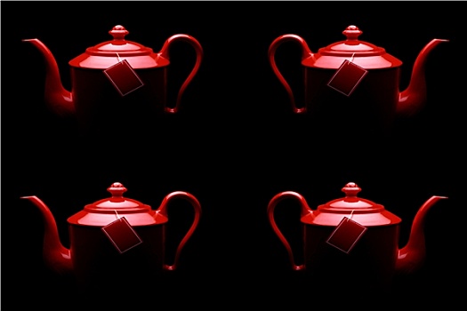 构图,红色,茶壶