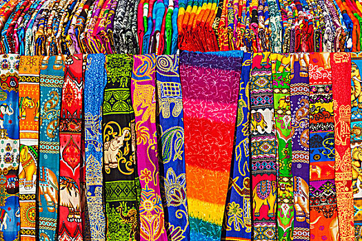 泰国,曼谷,市场,彩色,莎笼裙