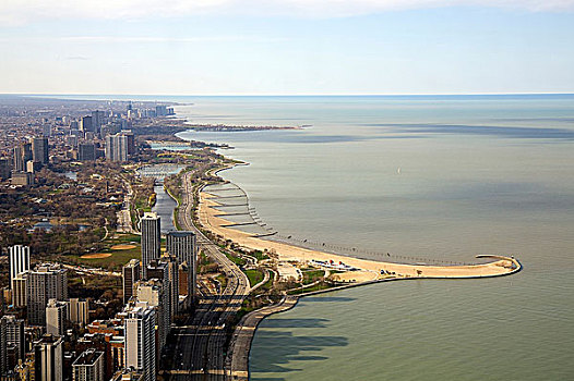 风景,芝加哥,密歇根湖,中心,伊利诺斯,美国,北美