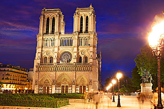 圣母大教堂,巴黎,日落,法国,哥特式建筑