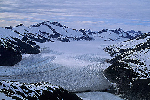 美国,阿拉斯加,靠近,航拍,棉田豪冰河