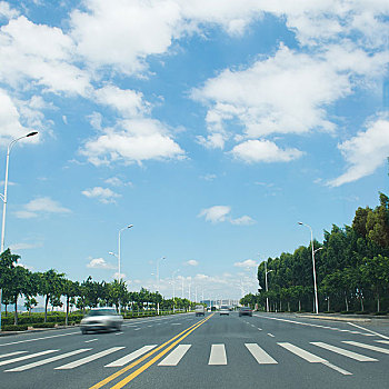 笔直,道路,天空,城市