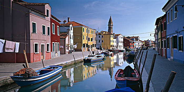 布拉诺岛,运河,场景,威尼斯,泻湖