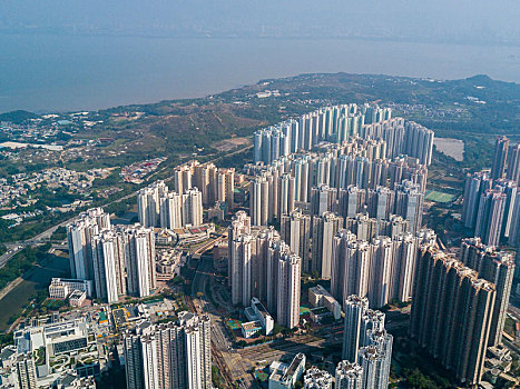 俯视,天际线,香港,城市