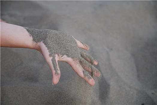 沙子,泄漏,女人