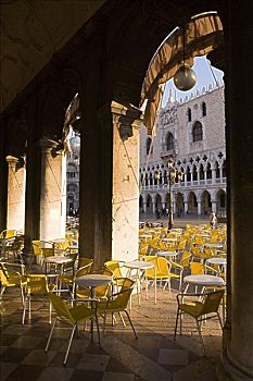 桌子,椅子,广场,威尼斯,意大利