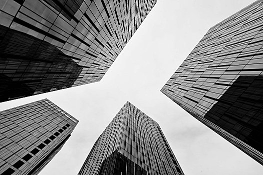 仰视现代建筑摩天大楼无彩图