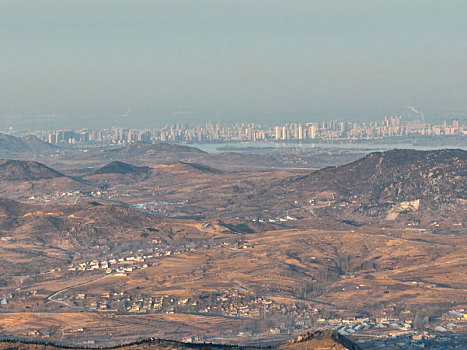 航拍沂蒙山区乡村风光