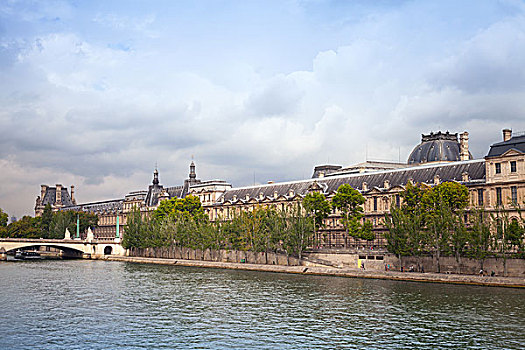 巴黎,法国,八月,塞纳河,卢浮宫,建筑