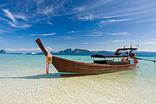 长尾船,沙滩,苏梅岛,泰国,东南亚,亚洲
