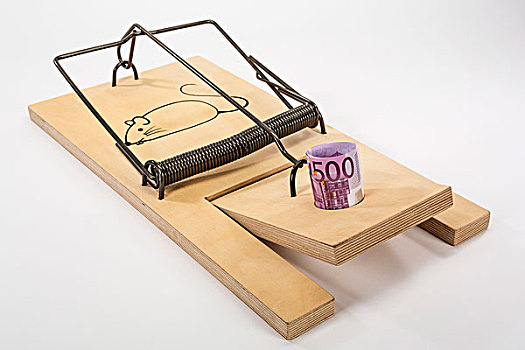 老鼠夹,500欧元,货币,象征,钱,金融,困境
