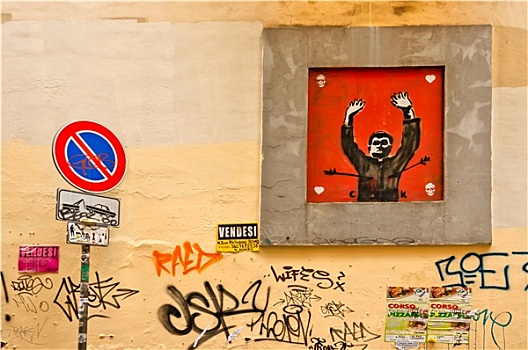 街头艺术,涂鸦,墙壁,那不勒斯,意大利