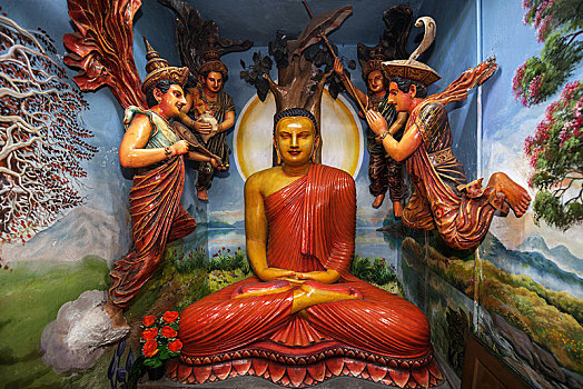 佛像,坐,庙宇,南方,省,斯里兰卡,亚洲