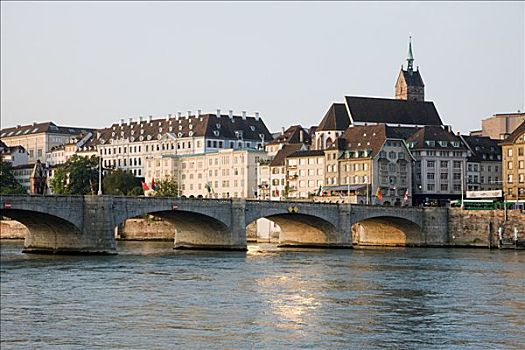 桥,河,巴塞尔,瑞士