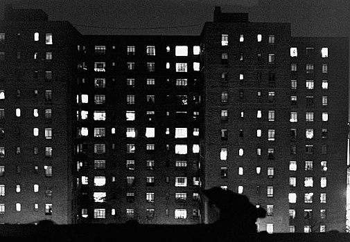 纽约,公寓楼,夜晚