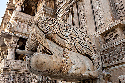 浅浮雕,庙宇,乌代浦尔,拉贾斯坦邦,印度